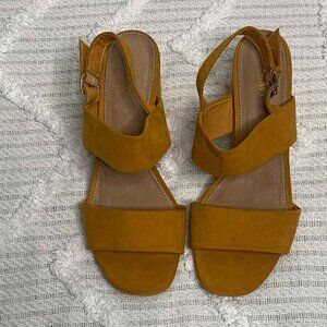 Old Navy Mustard Yellow - Heeled Sandals -Size 8 -Sling Back Sandals .
